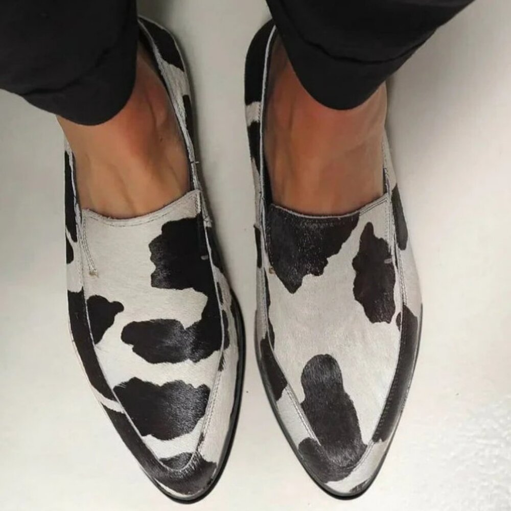 Elegant Loafers with Small Heel - Animal Print - Size 6 - Never Used